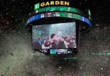 Long-awaited confetti and champagne from inside the Boston Celtics’ championship locker room – ‘Nobody wanted to give us no time’