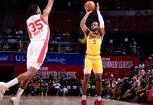 Lakers’ Bronny James scores 12 as shots fall in summer league win