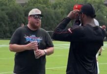 Luke Combs stops by Cincinnati Bengals practice on Thursday