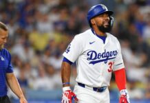 Dodgers’ Teoscar Hernandez hopes to play Monday after scare