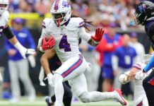 Bills RB James Cook (toe) misses Monday night win over Jets