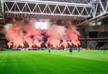 Swedish league game suspended after fans throw pyrotechnics onto the field