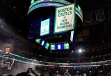 Celtics raise championship banner No. 18 as franchise greats look on