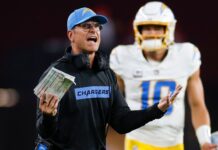 Chargers, Harbaugh frustrated by lack of calls for Herbert